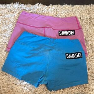 Savage Barbell Athletic Shorts - Pink and Blue